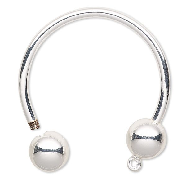 Key ring, silver-finished steel and brass, 35mm 3/4 circle with 9.5mm round and loop. Sold per pkg of 4. image number 0