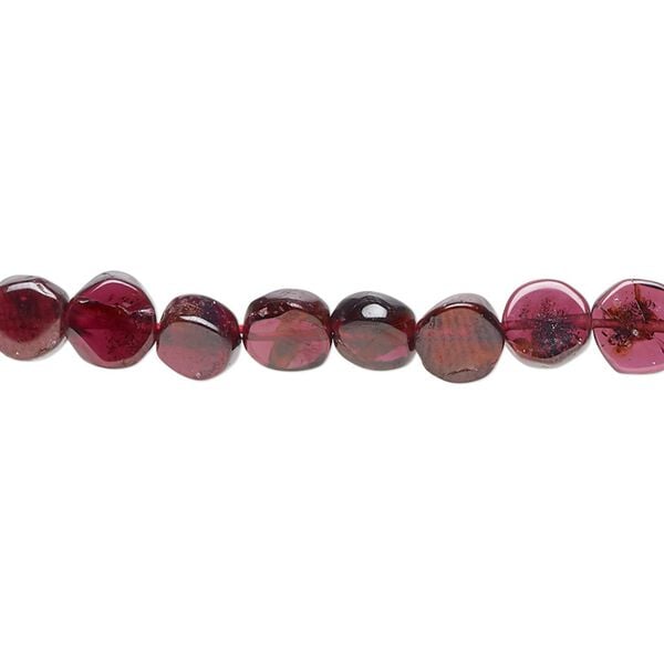 Garnet 1pkg1, hand-cut flat round bead 15.5-16 inch 6-9mm image number 0