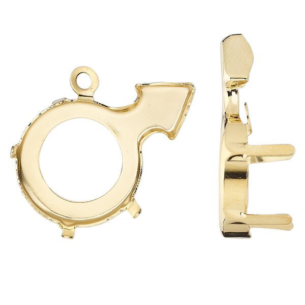 Focal, Crystal Passions®, gold-plated brass, 30x19mm single-sided with 30x19mm male symbol 4-prong setting. Sold individually. image number 0