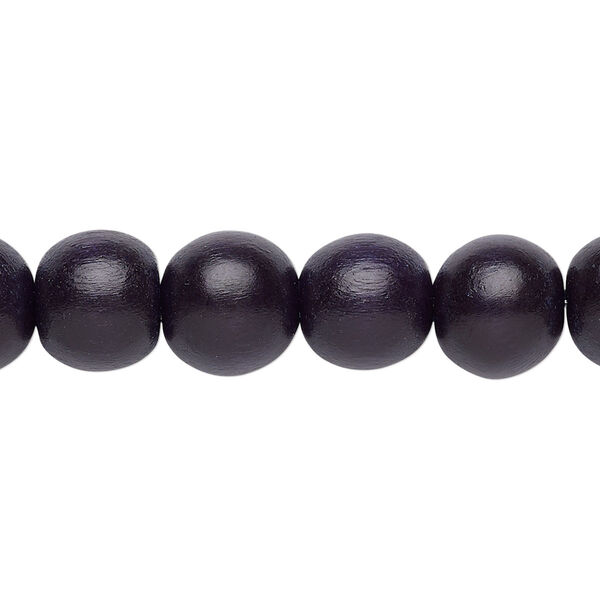 Bead, Taiwanese cheesewood (dyed / waxed), black, 9-10mm round. Sold per pkg of (2) 15-1/2" to 16" strands. image number 0