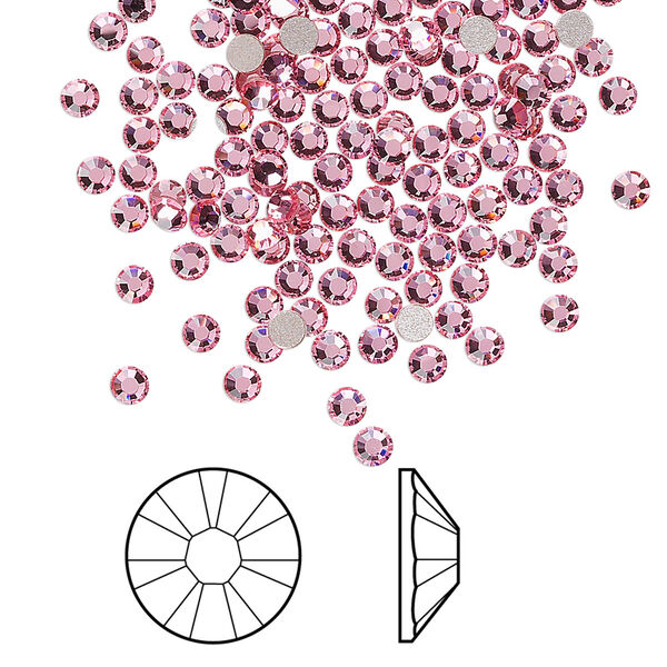 Flat back 1440pk light rose foil back, Swarovski® 2.5-2.7mm rose round SS9 2058 image number 0
