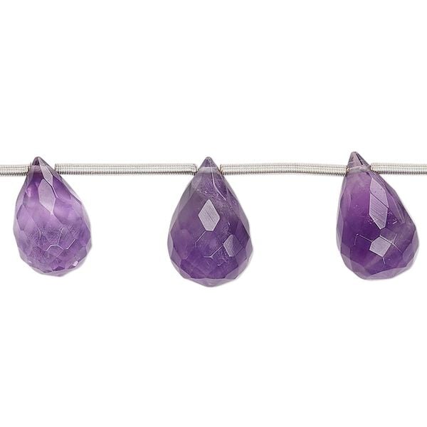 Amethyst 1pkg13, hand-cut top-drilled faceted teardrop bead natural 11x7mm-14x8mm image number 0