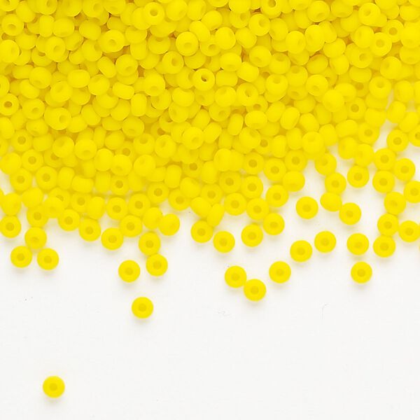 Seed bead, Preciosa Ornela, Czech glass, pkg/50g, opaque matte yellow, #10 rocaille. image number 0