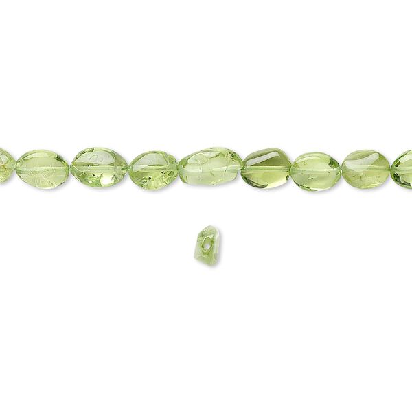 Peridot 1pkg1, hand-cut flat oval bead natural B- grade, 15.5-16 inch 5x3mm-7x5mm image number 0