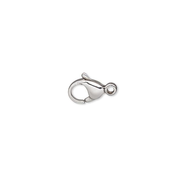 Clasp, lobster claw, stainless steel, 9x6mm. Sold per pkg of 10. image number 0