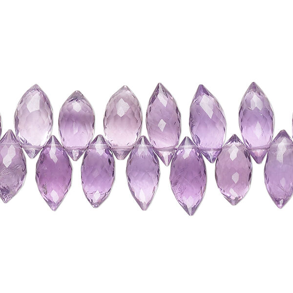 Amethyst 1pkg1, hand-cut top-drilled faceted marquise bead natural 8 inch 10x5mm-12x6mm image number 0