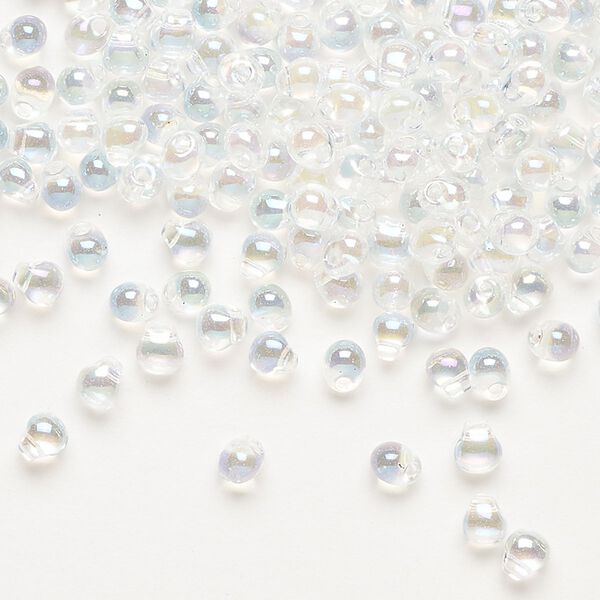 Seed bead, Miyuki, glass, pkg/10g, 4x3.4mm fringe, translucent rainbow clear (DP-250). image number 0