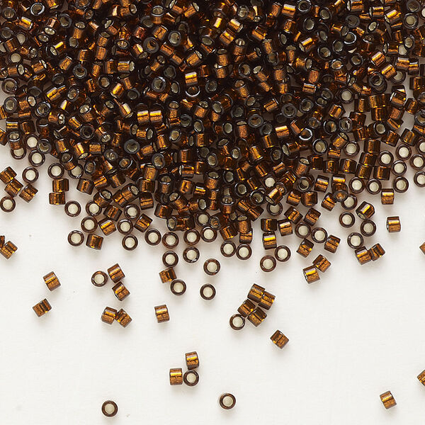 Seed bead, Delica®, glass, pkg/250g, #11 round, transparent silver-lined dark topaz (DB-0612). image number 0