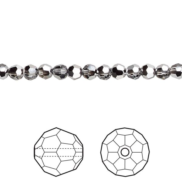 Bead 12pk crystal light chrome, Crystal Passions® 4mm round 5000 image number 0