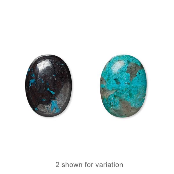 Cabochon, chrysocolla (stabilized), 16x12mm calibrated oval, C grade, Mohs hardness 2 to 4. Sold individually. image number 0