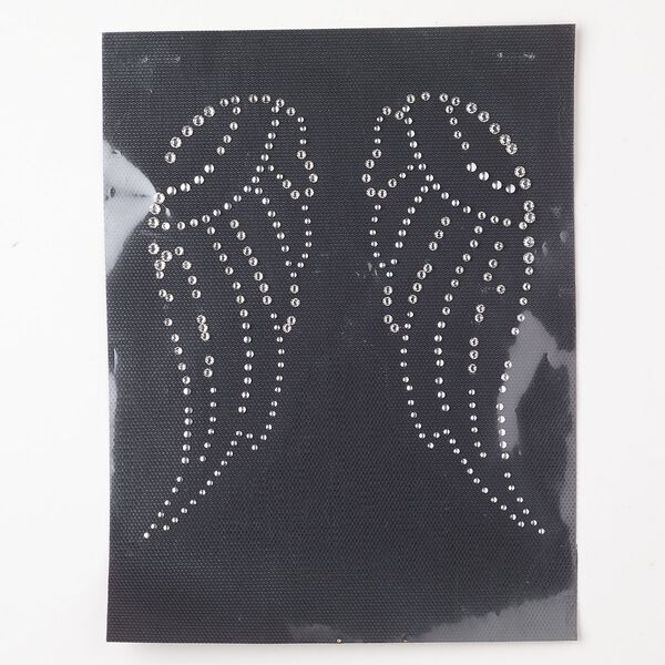 Transfer 1pk crystal silver foil back 6-1/2x5-3/4 inch iron-on angel wings image number 0