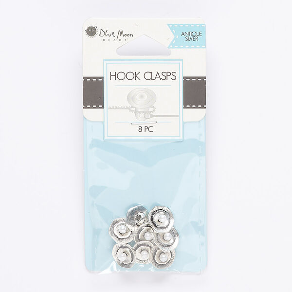 Button, acrylic pearl and antique silver-finished "pewter" (zinc-based alloy), 10mm round. Sold per pkg of 8. image number 0
