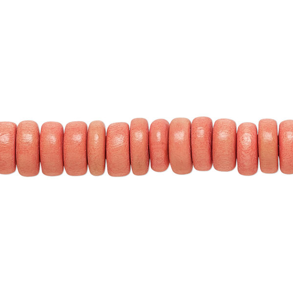 Bead, Taiwanese cheesewood (dyed / waxed), orange, 8x4mm rondelle. Sold per pkg of (2) 15-1/2" to 16" strands. image number 0