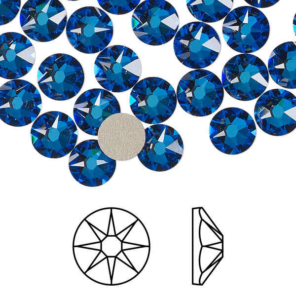 Flat back 144pk crystal Bermuda blue foil back, Swarovski® 7.07-7.27mm rose round SS34 2088 image number 0