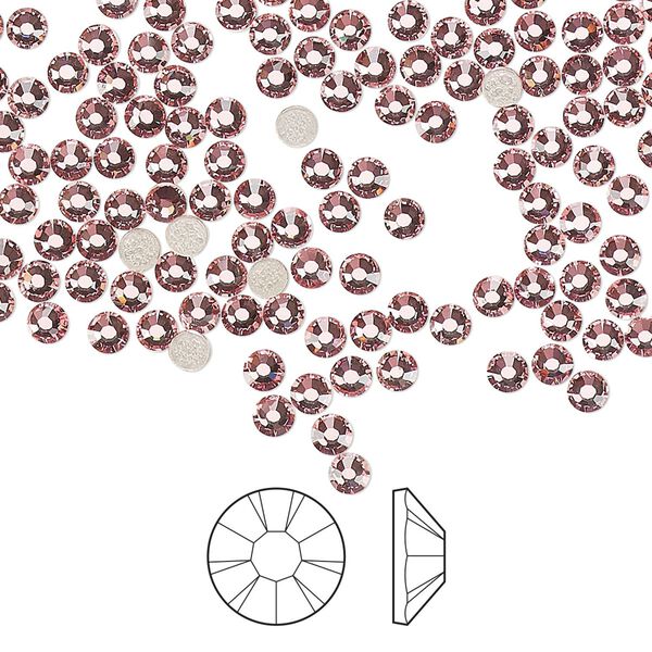 Flat back 144pk light rose foil back, Preciosa MAXIMA Czech crystal hotfix rhinestone 2.7-2.9mm chaton rose round SS10 image number 0