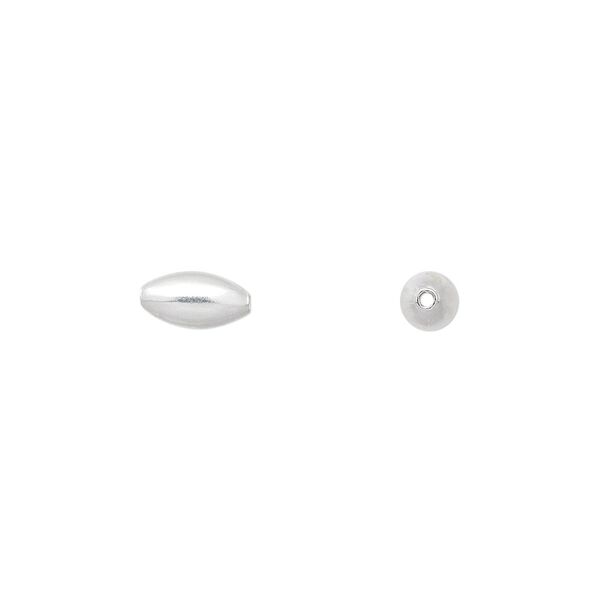 Bead, silver-plated brass, 8x4mm oval. Sold per pkg of 100. image number 0