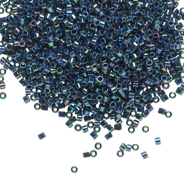 Seed bead, Delica®, glass, pkg/7.5g, #11 round, translucent emerald-lined rainbow green (DB-0276). image number 0