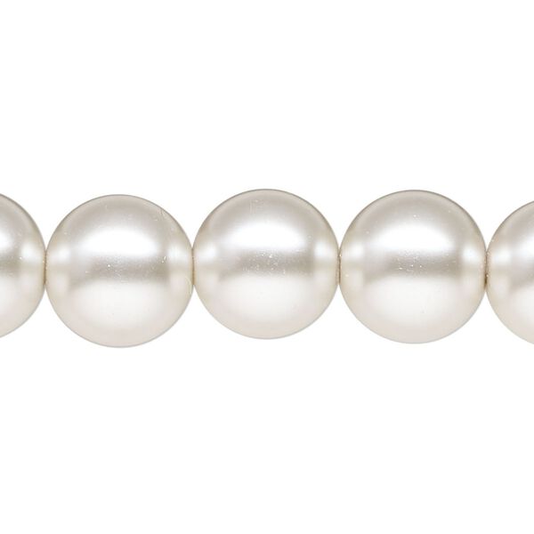 Bead, glass pearl, silver-white, 12mm round. Sold per 15-1/2" to 16" strand. image number 0