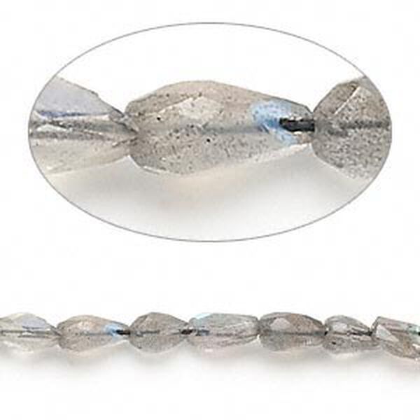 Labradorite 1pkg1, hand-cut faceted teardrop bead natural 14 inch 6x4mm-11x5mm image number 0