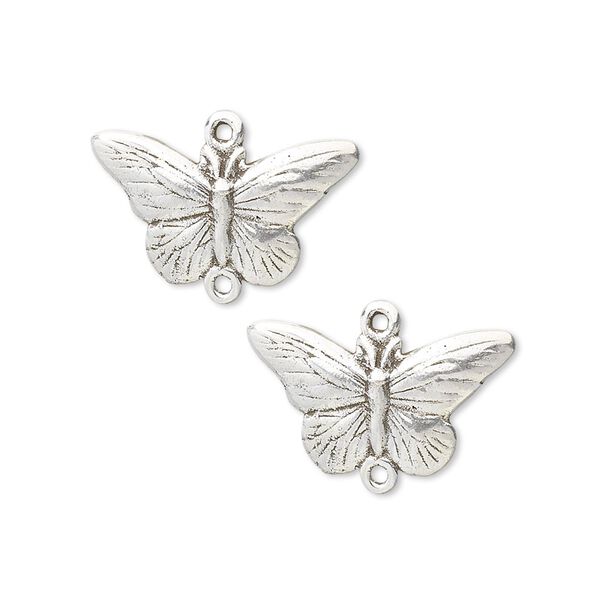 Link, sterling silver, 19x10mm butterfly. Sold per pkg of 2. image number 0