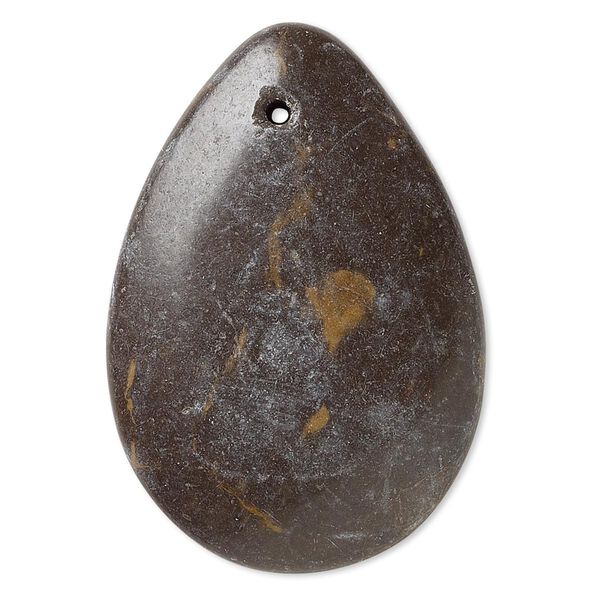 Portoro marble 1pkg1, puffed flat back teardrop focal natural 40x29mm-45x32mm image number 0
