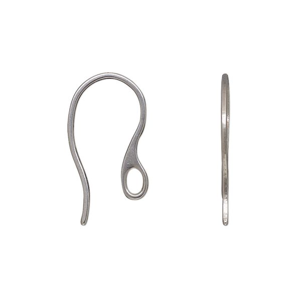 Ear wire fishhook 1pkg20, 19mm flat / closed loop, 18 gauge stainless steel 10 pair image number 0