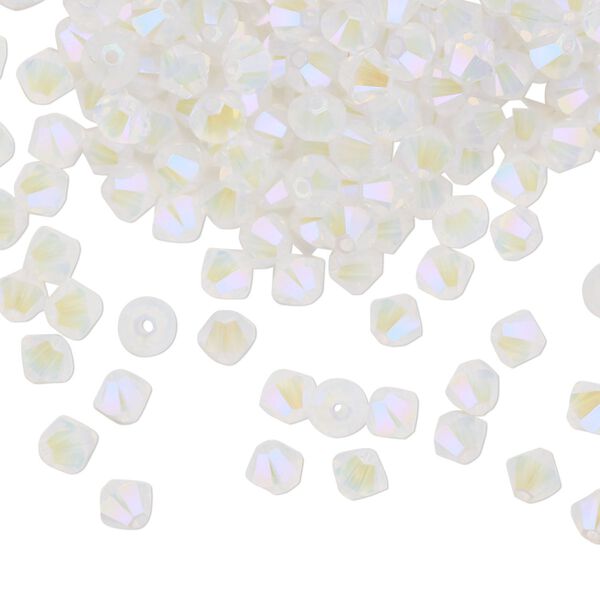 Bead 144pk white opal shimmer 2X, Crystal Passions® 4mm bicone 5328 image number 0