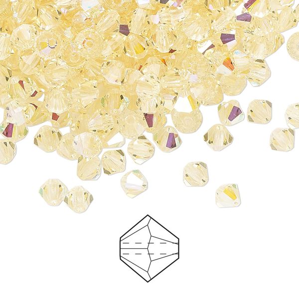 Bead 720pk jonquil AB, Preciosa Czech crystal 4mm bicone image number 0
