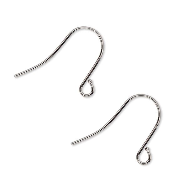 Ear wire fishhook 1pkg100 gunmetal-plated, 15mm / open loop, 21 gauge brass 50 pair image number 0