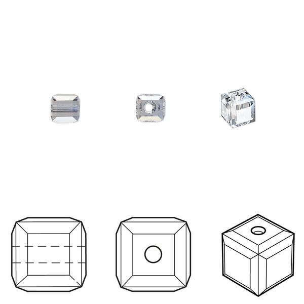 Bead 288pk crystal blue shade, Swarovski® 4mm cube 5601 image number 0