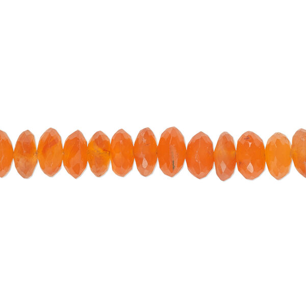 Carnelian 1pkg1, hand-cut faceted saucer bead 7.5 inch 6x3mm-8x4mm image number 0