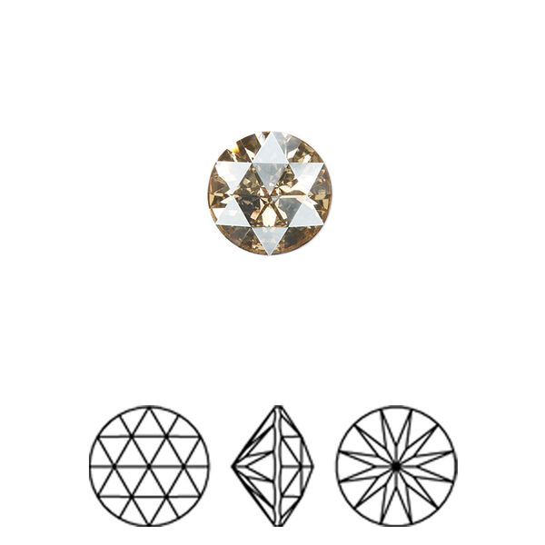 Round stone 72pk crystal golden shadow foil back, Swarovski® 10mm rose cut round 1401 image number 0