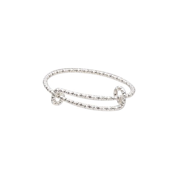 Ring, sterling silver, 1mm wide diamond-cut, adjustable from size 8 to 12. Sold individually. image number 0