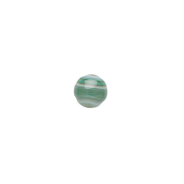 Striped green agate 1pkg10, calibrated round cab B grade, 8mm image number 0