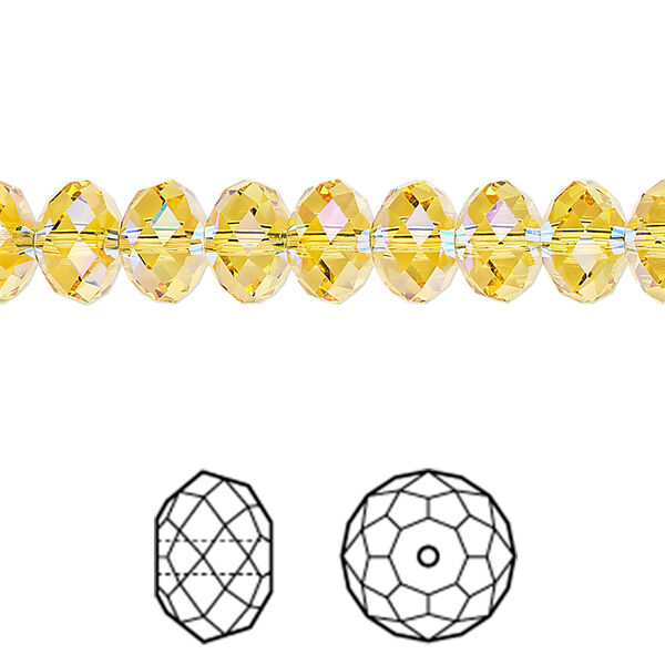 Bead 288pk light topaz shimmer 2X, Swarovski® 8x6mm rondelle 5040 image number 0