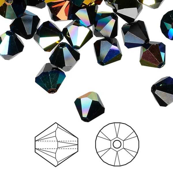 Bead 12pk jet AB, Crystal Passions® 8mm bicone 5328 image number 0