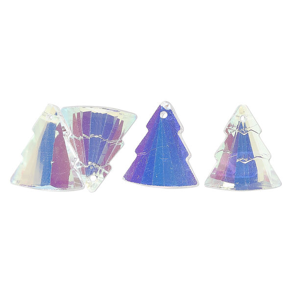 Drop, Celestial Crystal®, translucent crystal clear AB, 15x13mm top-drilled tiered tree. Sold per pkg of 4. image number 0