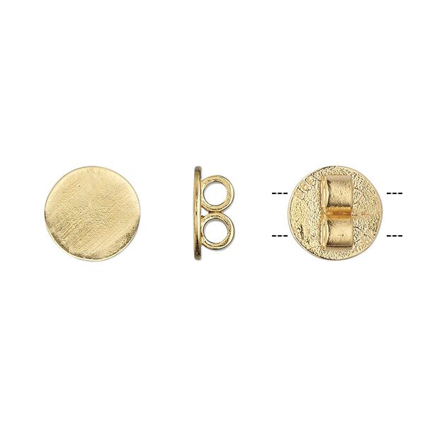 Bolo slide, JBB Findings, gold-plated brass, 10mm round, fits 2mm cord. Sold individually. image number 0