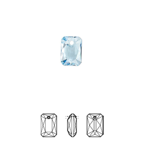 Drop 4pk aquamarine, Crystal Passions® 9x6mm pendant emerald cut 6435 image number 0