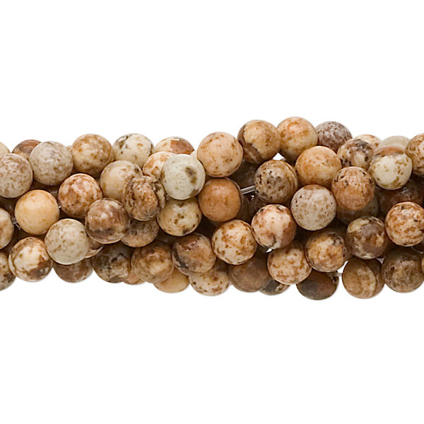 Picture jasper 1pkg10, round bead natural 15.5-16 inch 4mm image number 0
