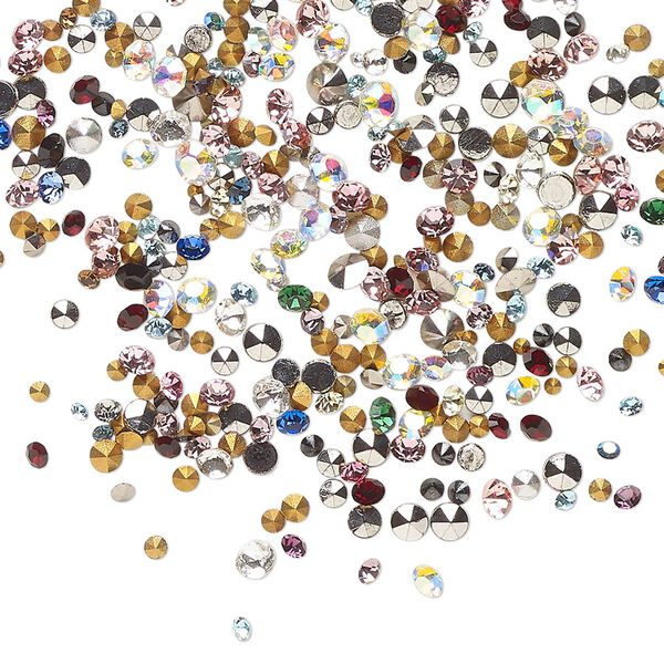 Chaton mix 2g pk mixed colors foil back, vintage Preciosa Czech crystal rhinestone round PP6-PP19 image number 0