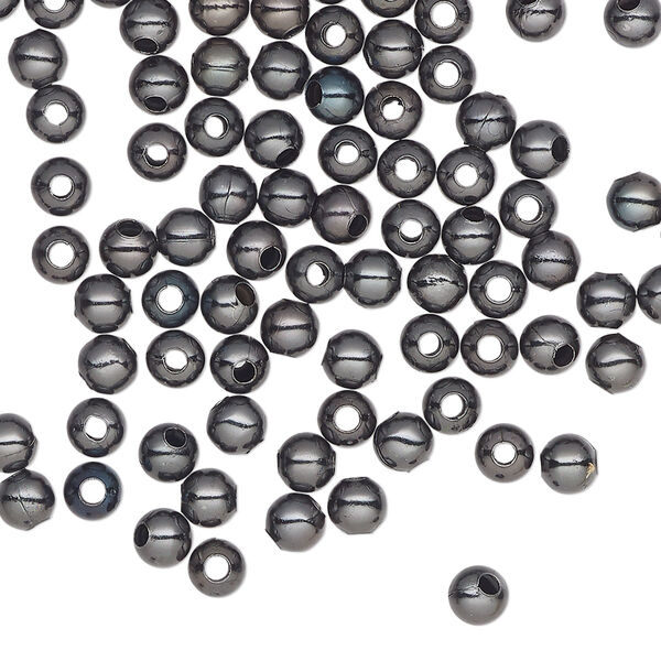 Bead, gunmetal-plated steel, 4mm round. Sold per pkg of 500. image number 0