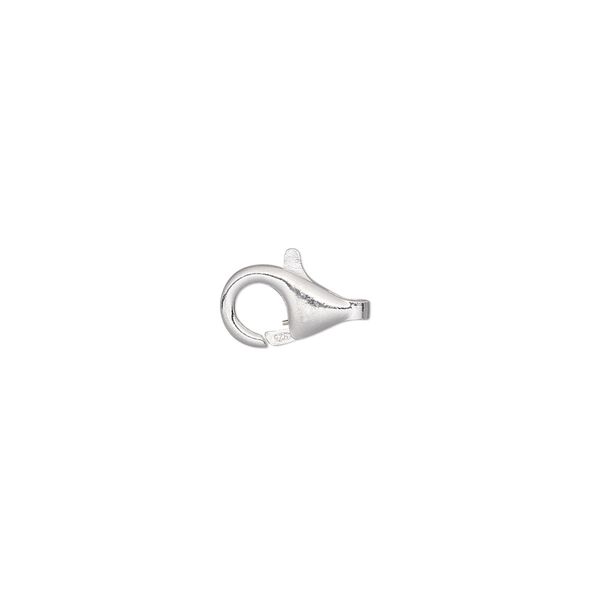 Clasp, lobster claw, sterling silver and steel, 10x6mm round. Sold per pkg of 10. image number 0