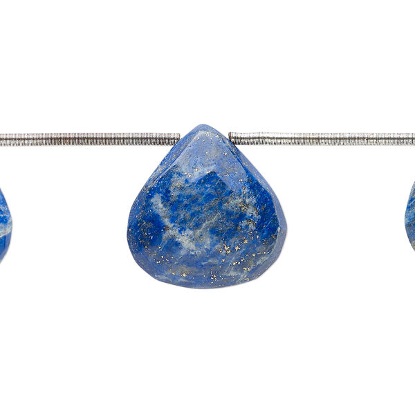 Lapis lazuli 1pkg7, hand-cut top-drilled faceted puffed teardrop bead natural graduated 15x14mm-19x17mm image number 0