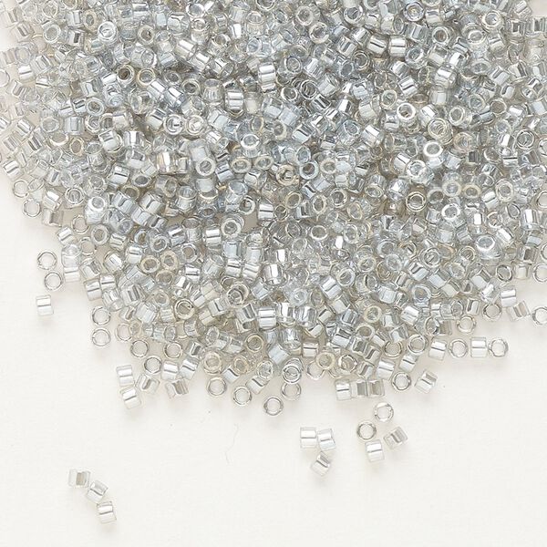 Seed bead, Delica®, glass, pkg/250g, #11 round, translucent gold luster silver grey (DB-0114). image number 0