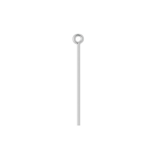 Eye pin, silver-plated brass, 1 inch, 21 gauge. Sold per pkg of 1,000. image number 0