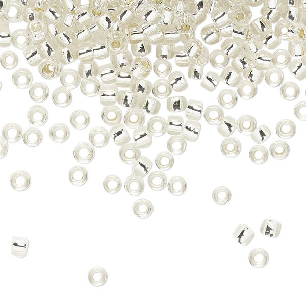 Seed bead, TOHO BEADS®, glass, pkg/250g, #8 round, transparent silver-lined crystal clear (TR-08-21). image number 0