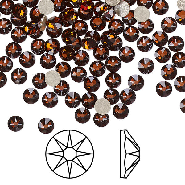 Flat back 1440pk smoked amber foil back, Swarovski® 3.8-4mm rose round SS16 2088 image number 0