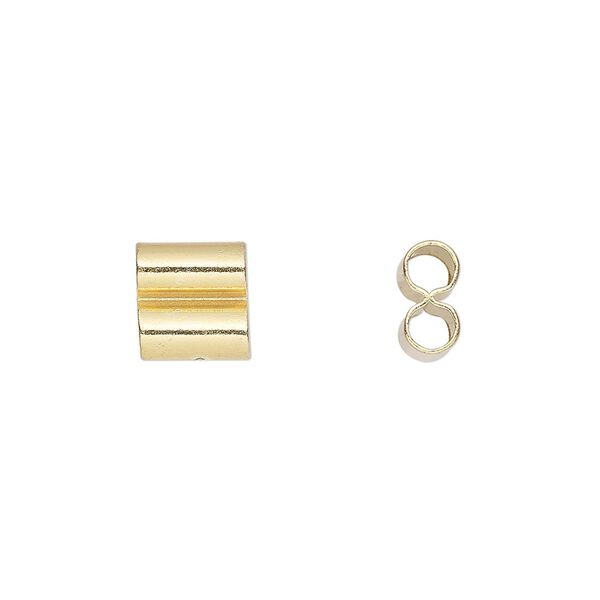 Bead, gold-finished brass, 8.5x8mm double tube. Sold per pkg of 10. image number 0