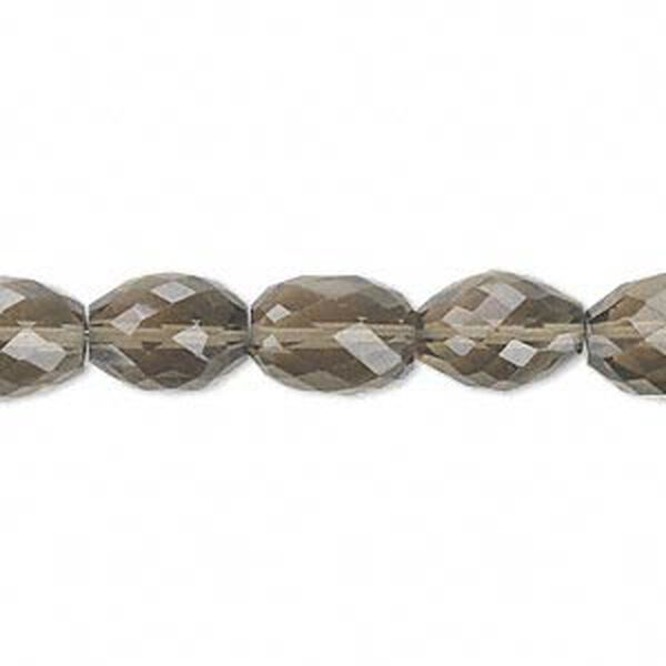 Smoky quartz 1pkg10, hand-cut faceted oval bead 11x8mm image number 0